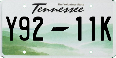 TN license plate Y9211K