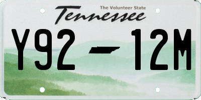 TN license plate Y9212M