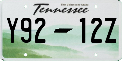 TN license plate Y9212Z