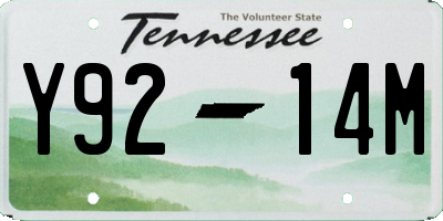 TN license plate Y9214M
