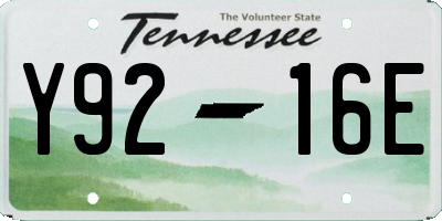 TN license plate Y9216E