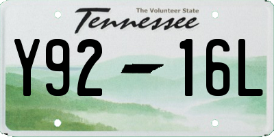 TN license plate Y9216L