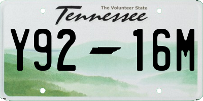 TN license plate Y9216M