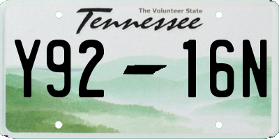 TN license plate Y9216N