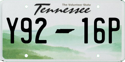TN license plate Y9216P