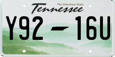 TN license plate Y9216U