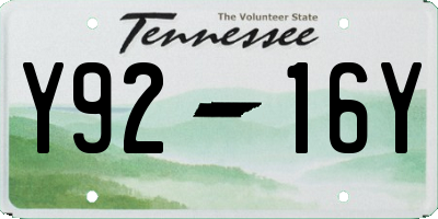 TN license plate Y9216Y