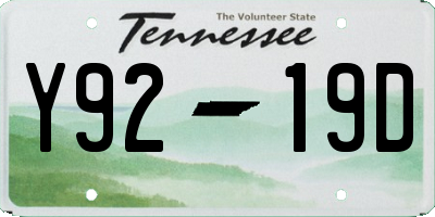 TN license plate Y9219D