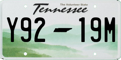 TN license plate Y9219M
