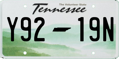 TN license plate Y9219N