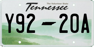 TN license plate Y9220A