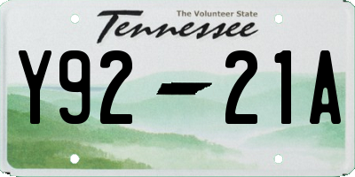 TN license plate Y9221A