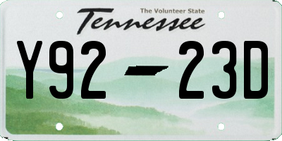 TN license plate Y9223D