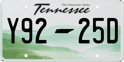 TN license plate Y9225D