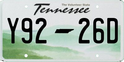 TN license plate Y9226D