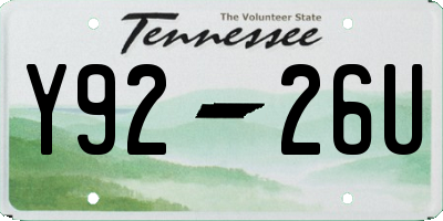 TN license plate Y9226U