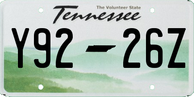 TN license plate Y9226Z