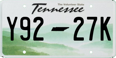 TN license plate Y9227K