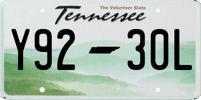 TN license plate Y9230L