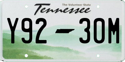 TN license plate Y9230M