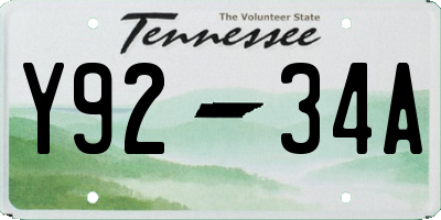 TN license plate Y9234A