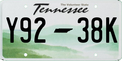 TN license plate Y9238K