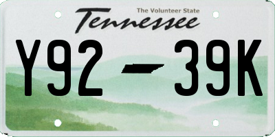TN license plate Y9239K