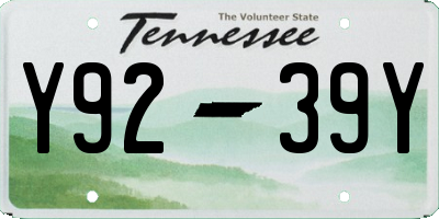 TN license plate Y9239Y