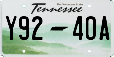 TN license plate Y9240A