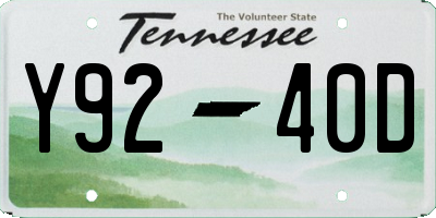 TN license plate Y9240D