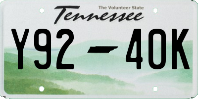 TN license plate Y9240K