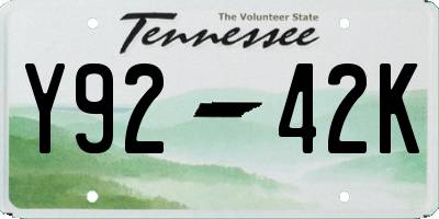 TN license plate Y9242K