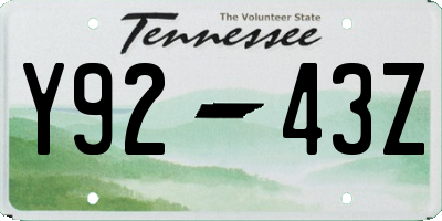TN license plate Y9243Z
