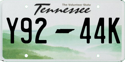 TN license plate Y9244K