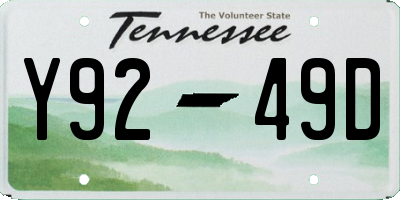 TN license plate Y9249D