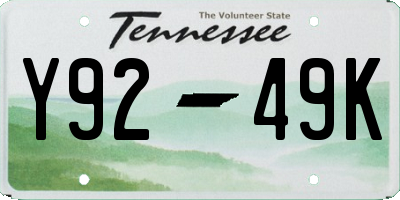 TN license plate Y9249K