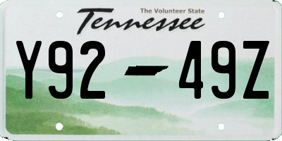 TN license plate Y9249Z