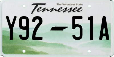 TN license plate Y9251A