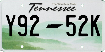 TN license plate Y9252K