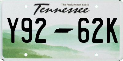 TN license plate Y9262K