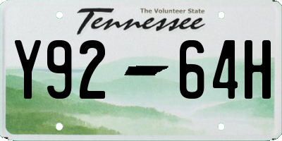 TN license plate Y9264H