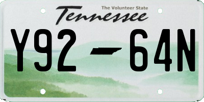 TN license plate Y9264N