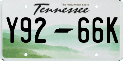 TN license plate Y9266K