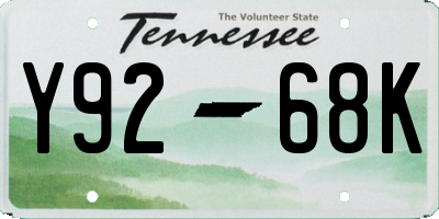 TN license plate Y9268K