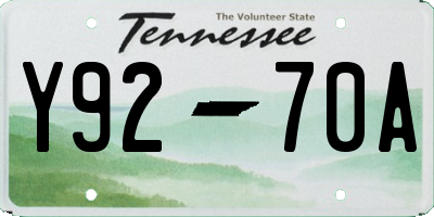 TN license plate Y9270A
