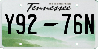 TN license plate Y9276N