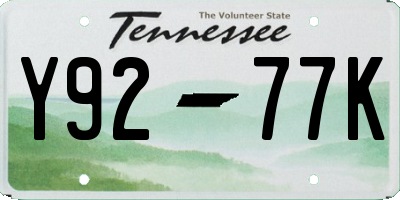 TN license plate Y9277K