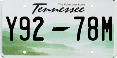 TN license plate Y9278M