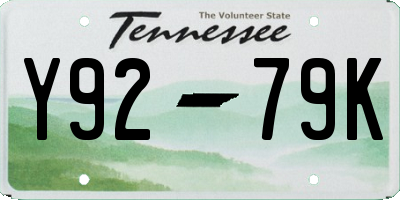 TN license plate Y9279K