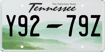 TN license plate Y9279Z